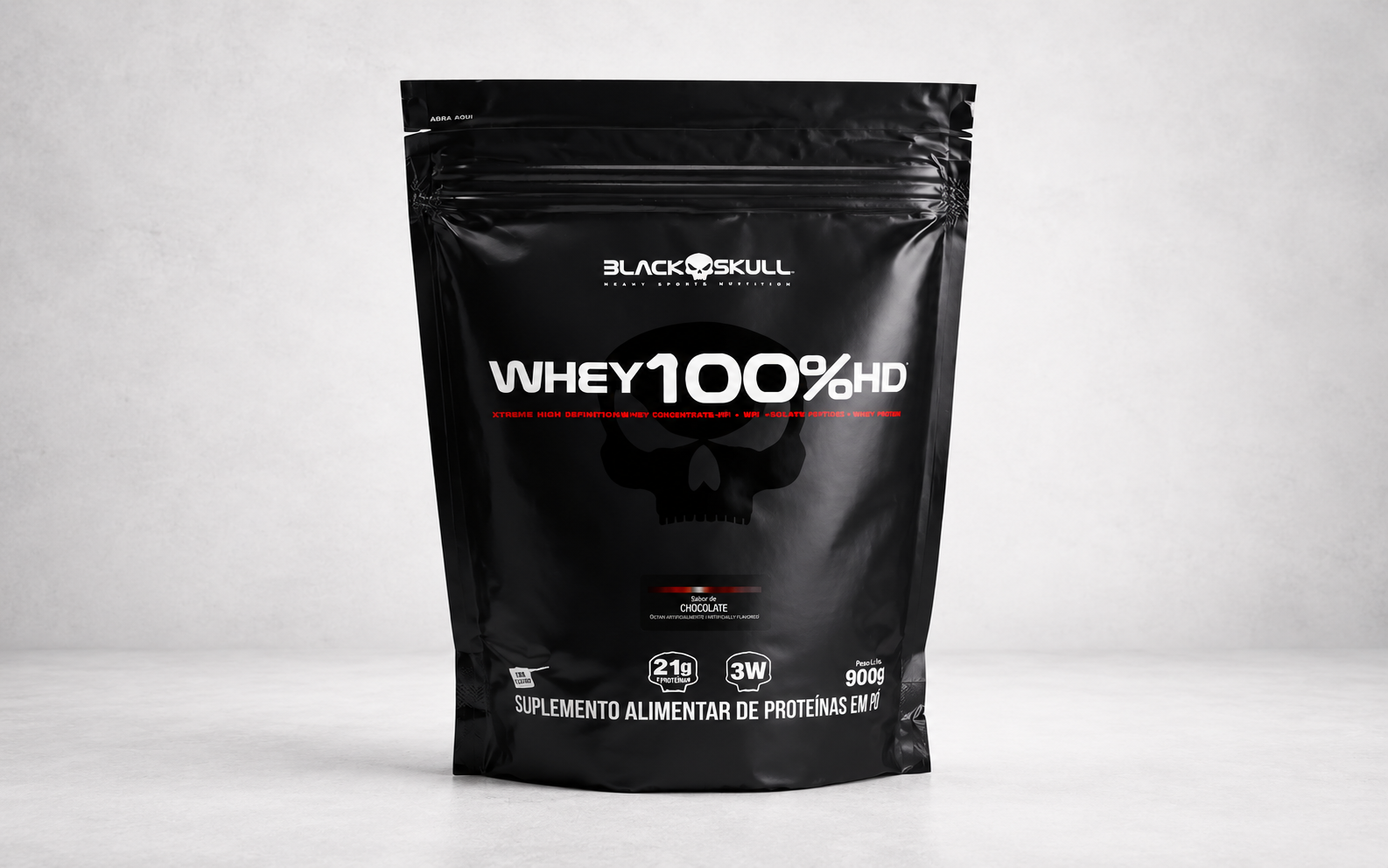 Whey Protein 100% Refil Black Skull - 900g | Sabor Chocolate